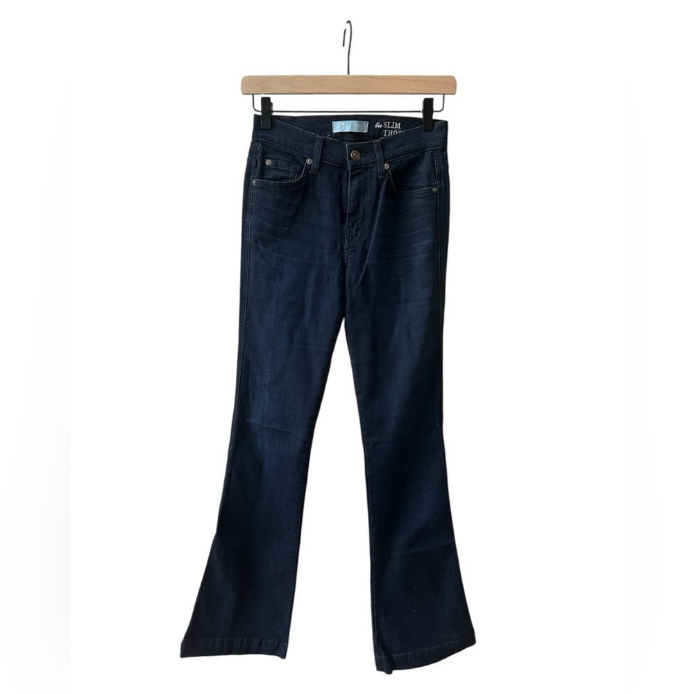 7 For All Mankind Dojo Dark Wash Slim Trouser Flare Jeans Sz 25